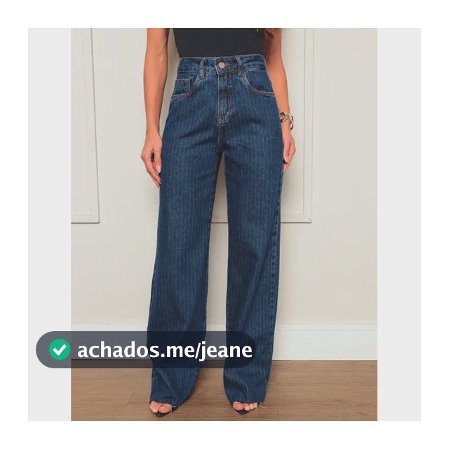 Calça Jeans Feminina Wide Leg Reta Cintura Alta