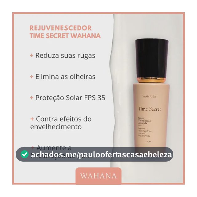 Sérum Antienvelhecimento Wahana Time Secret com Bakuchiol e FPS 35 para o Dia