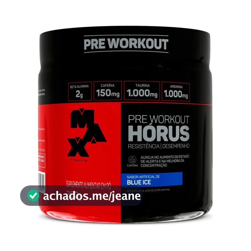 Pré Treino Horus 300gr C/ Beta Alanina - Max Titanium Sabor Blue Ice