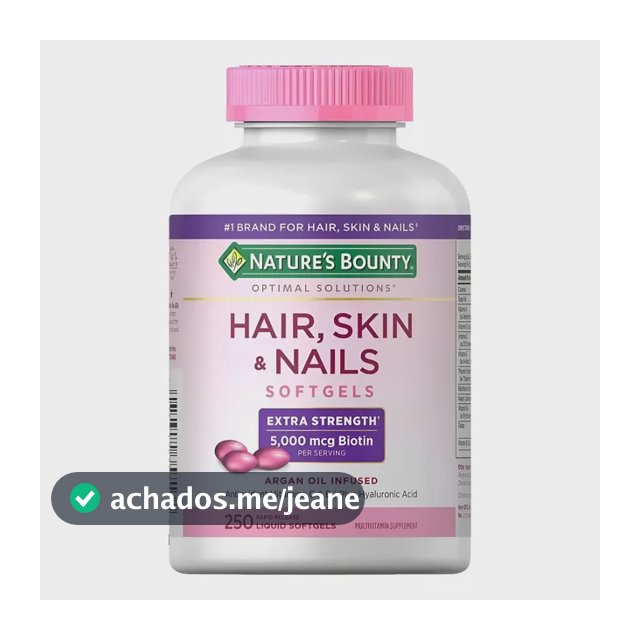 Hair Skin Nails 5000 Mcg Com Biotina Nature Bounty 250 Caps