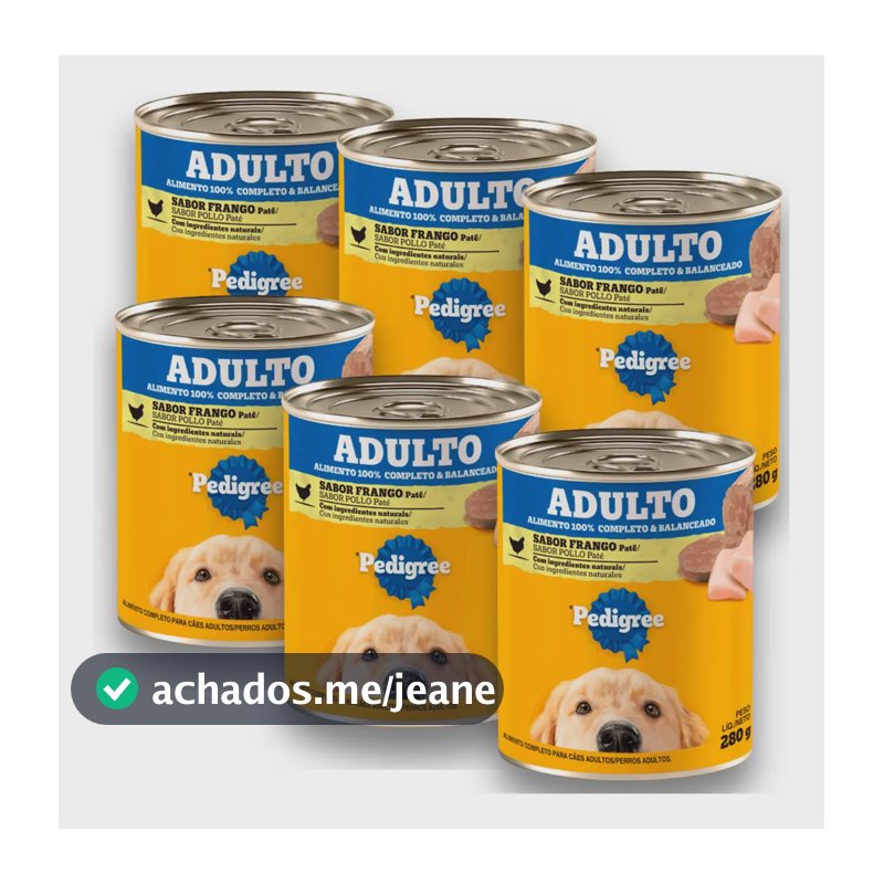 Ração Sachê Pedigree Cães Combo 6 Latas Patê De Frango