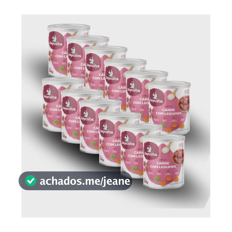 Kit 12 Ração Lata Patê Jaycobs Patê Carne Com Legumes Cães