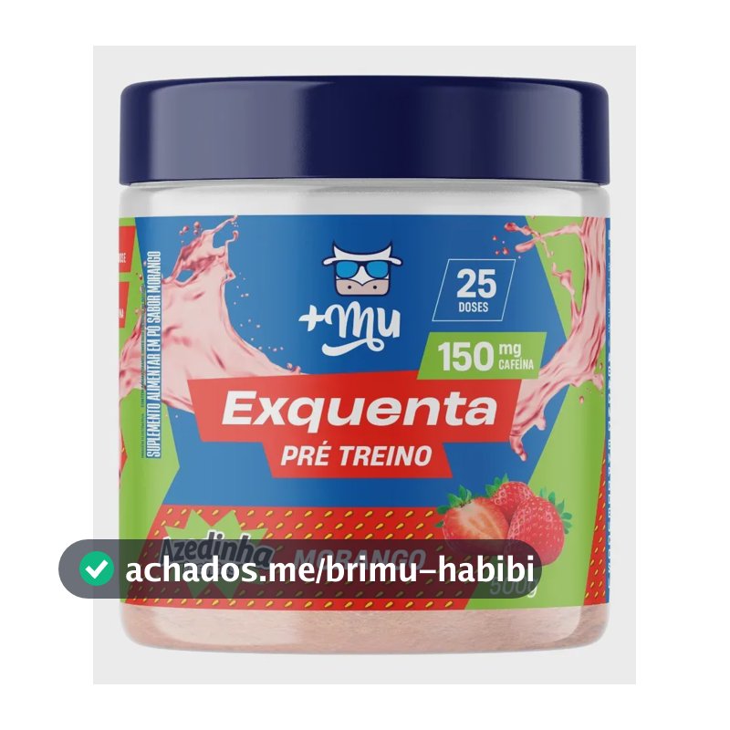 Cafeína +Mu Pré-treino em pó sabor Morango x 500g