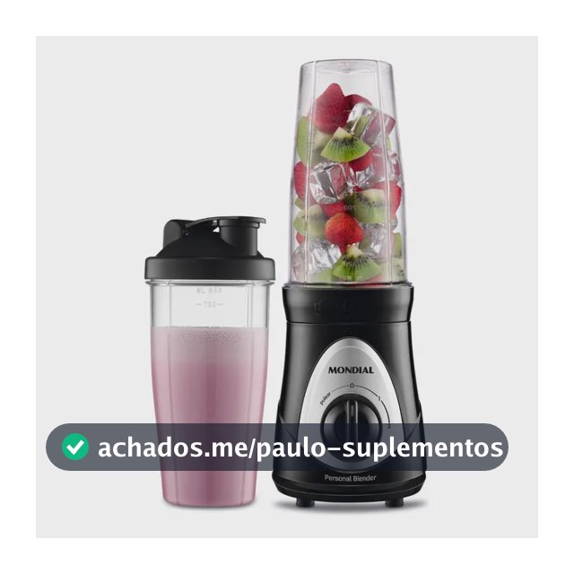 Personal Blender, Mondial, Preto/prata, 300W DG-01