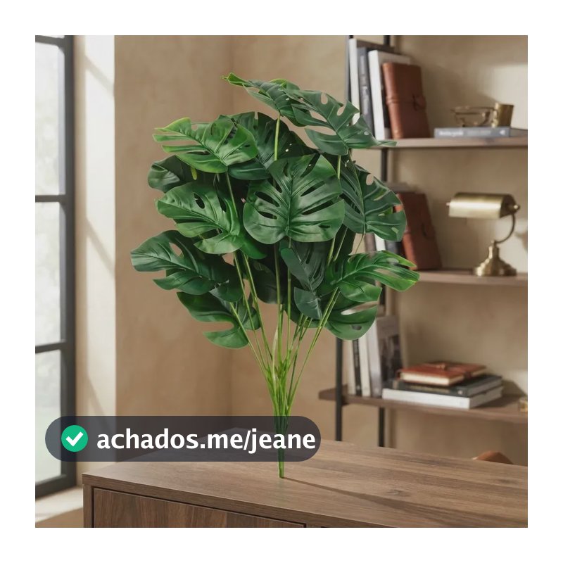 Planta Artificial Costela De Adão Realista Decorativa 18 Folhas Área Interna E Externa