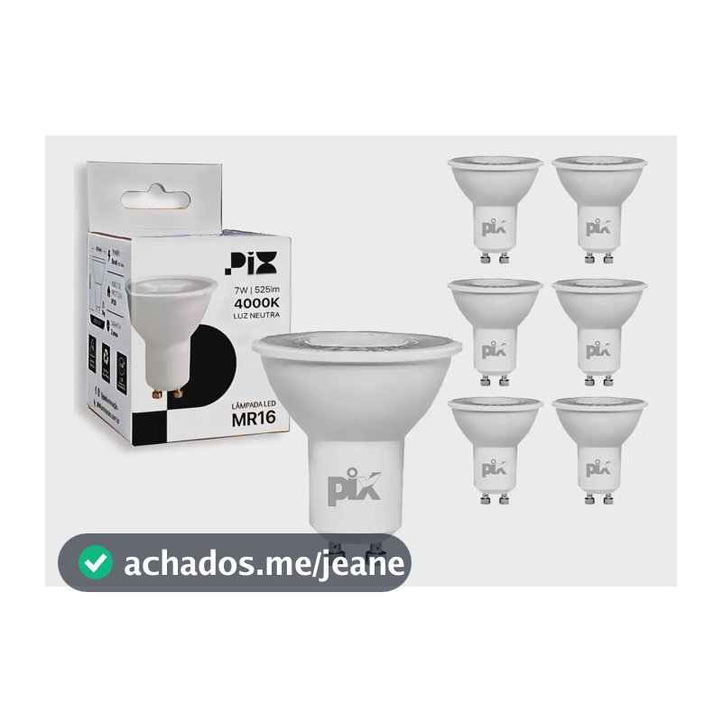 10 Lâmpada Led Dicroica Mr16 7w Gu10 3000k 4000k 6500k Pix Cor Da Luz Branco Neutro 4000k
