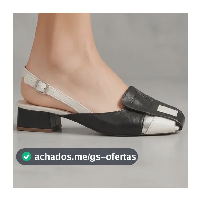 Sapato Feminino Slingback Scarpin Couro Legitimo Salto Baixo