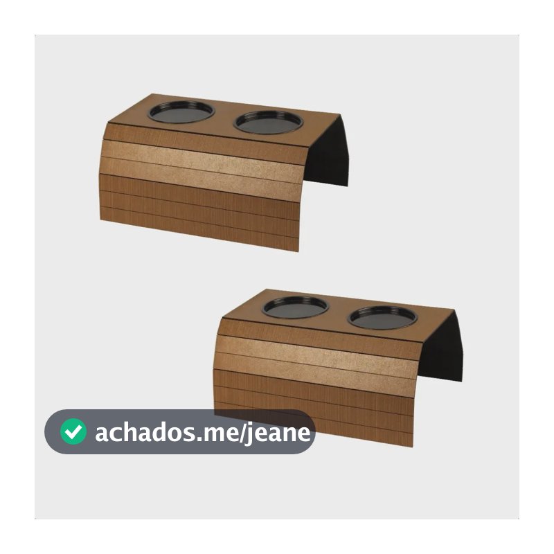 Kit 2 Esteiras para Braço de Sofá MDF com Porta-Copos Caramelo