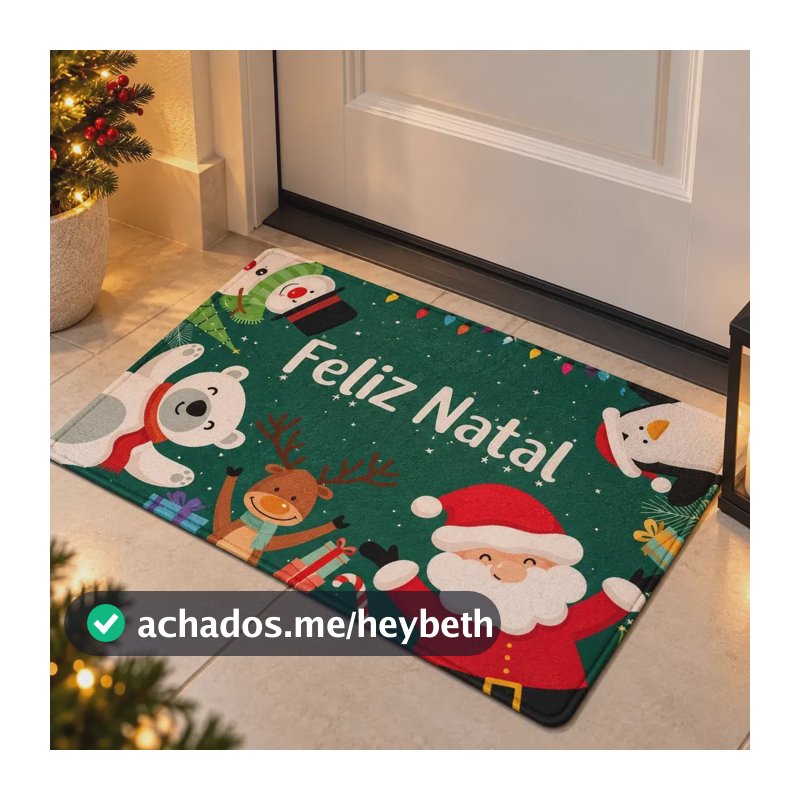Tapete Porta De Entada Natal 60x40 Capacho Decorativo 60 Cm 40 Cm Verde