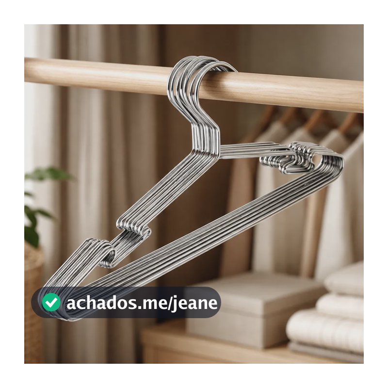 Kit 30 Cabides De Aço Cromado Luxo Executivo Cava  Prateado