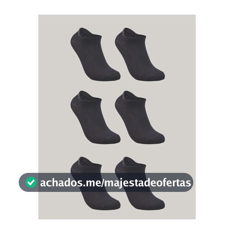 Kit De 6 Pares De Meias Masculino E Feminino Sapatilha Lupo Preto Liso 41-44