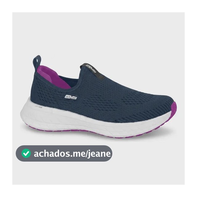 Tênis Feminino Actvitta Caminhada Slip On Calce Fácil Leve Marinho/violeta 39 Br
