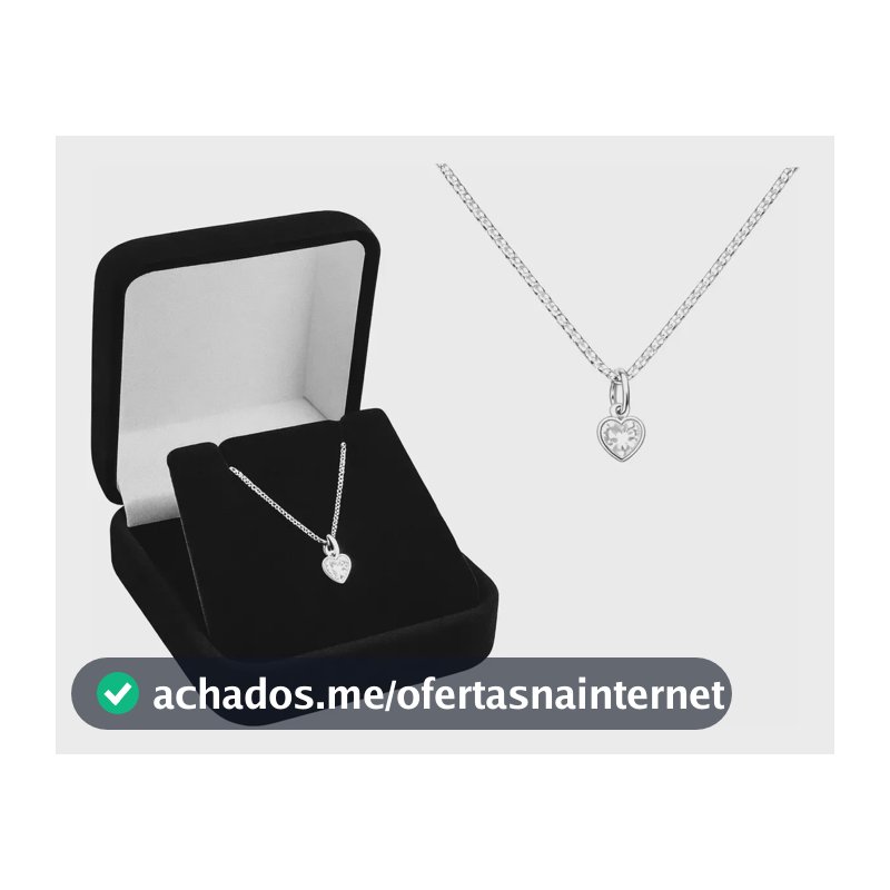 Colar Feminino Prata 925 Ponto De Luz Coração Prateado