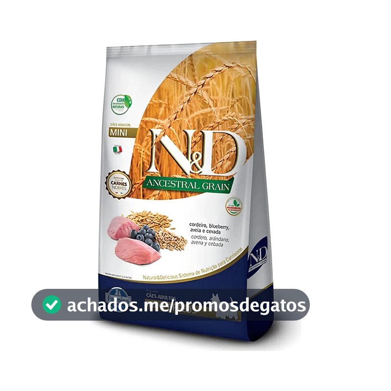 Ração N&d Ancestral Grain Cão Adulto Mini Cordeiro Blueberry 2,5kg