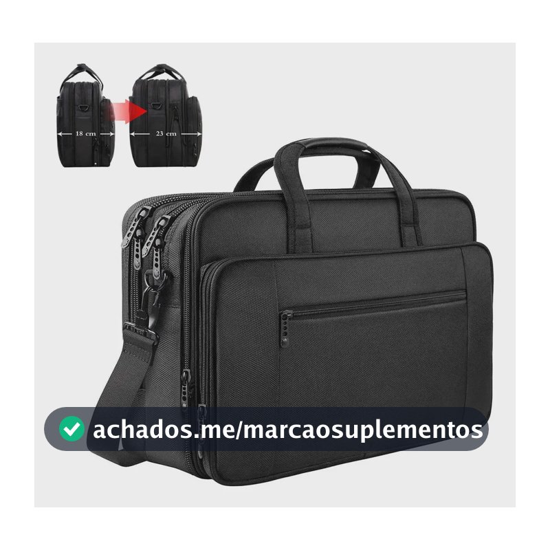 Maleta Para Notebook, Pasta Para Notebook De 17 Polegadas Masculina Executiva Portátil Expansível, Bolsa Notebook Impermeável E Acolchoada Com Alça Transversal, Mancro 1084 Preto