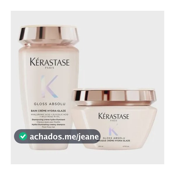 Gloss Absolu Bain Crème Shampoo Hydra Glaze 250ml + Masque Crème Hydra Glaze Máscara 200ml Kit Kérastase