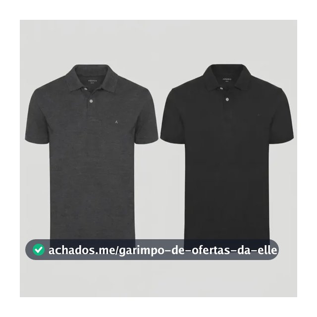 Kit Aramis 2 Polos Algodão Piquet Preto E Grafite Preto M