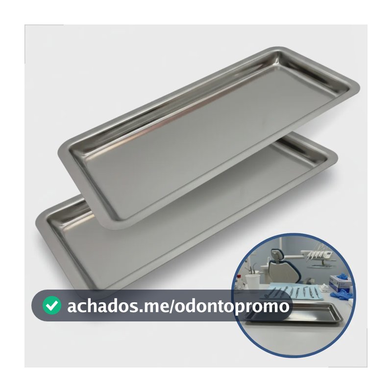 2 Bandejas Inox Médico Dentista Clinica 22x09x1,5 Hospitalar