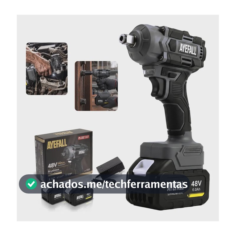 500 Nm Chave De Impacto Ayefall Brushless 48v Cinza 127/220v