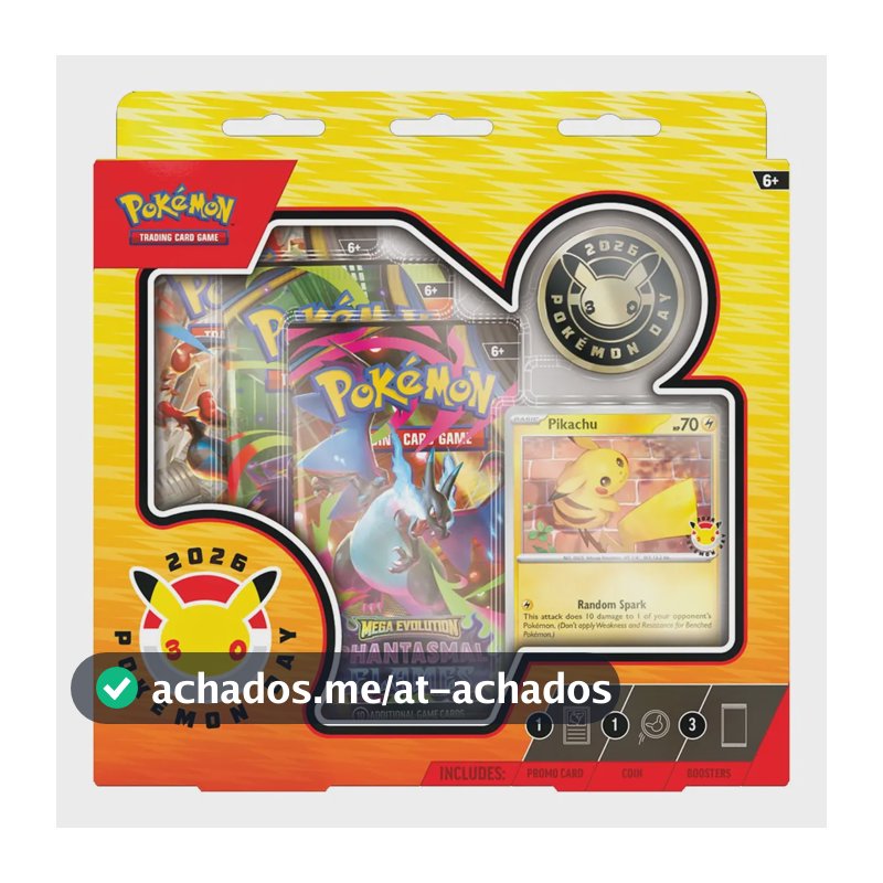 Pokémon TCG: Coleção Day 2026 com Carta Holográfica e Moeda em Inglês