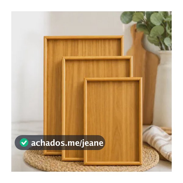 Kit 3 Bandejas Bambu Mdf Retangular Para Cozinha Servir Café Kit Marrom Claro
