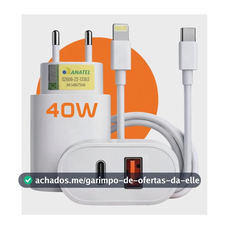Carregador Turbo 40w Para iPhone 11 12 13 14 Pro Max Usb Branco