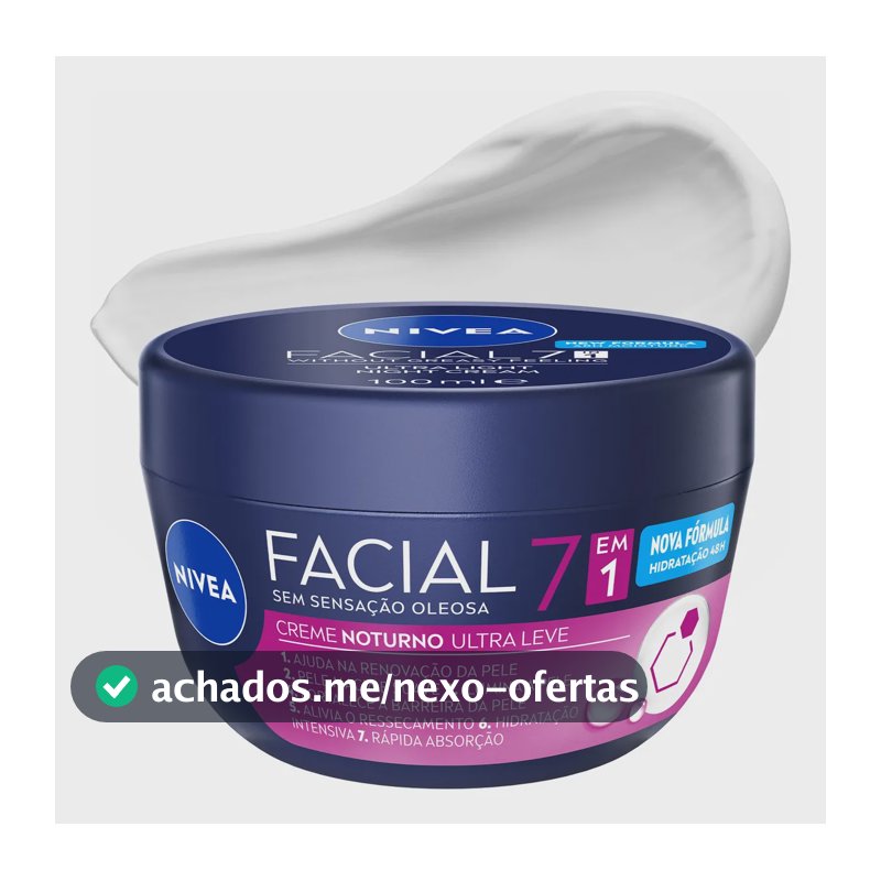 Creme Hidratante Facial Noturno 7 Em 1 100g Nivea Todo Tipo De Pele