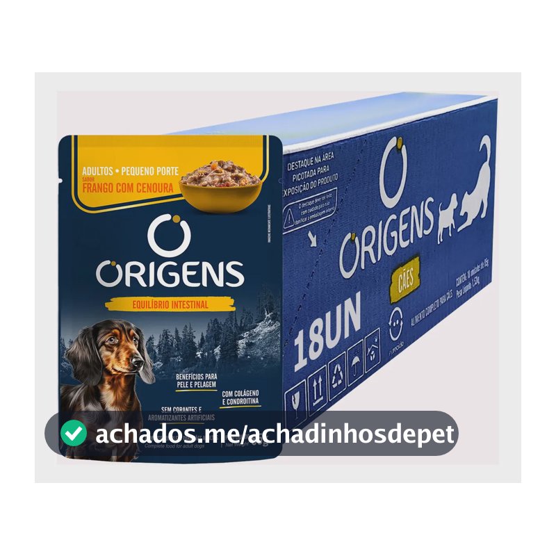 Ração Úmida Origens Sachê Cães Adultos Peq Frango 85g 18un