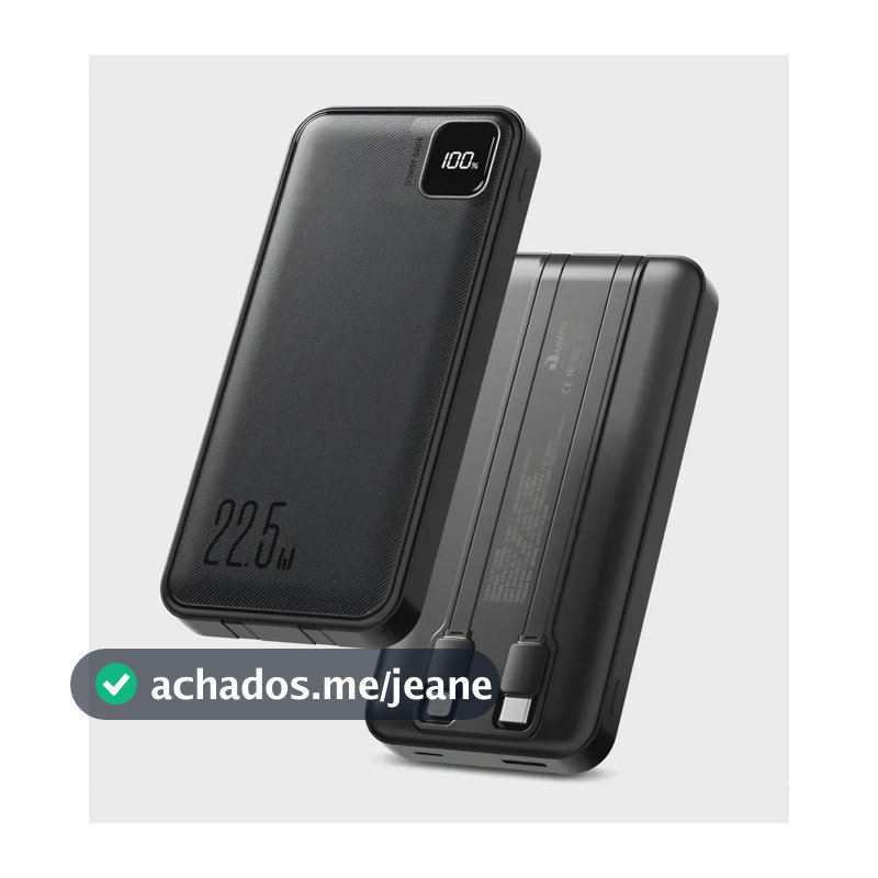 Power Bank 10000 mah Turbo 22.5w Carregador Portátil Display Digital Usb C Universal iPhone Samsung Xiaomi Motorola Audiophile