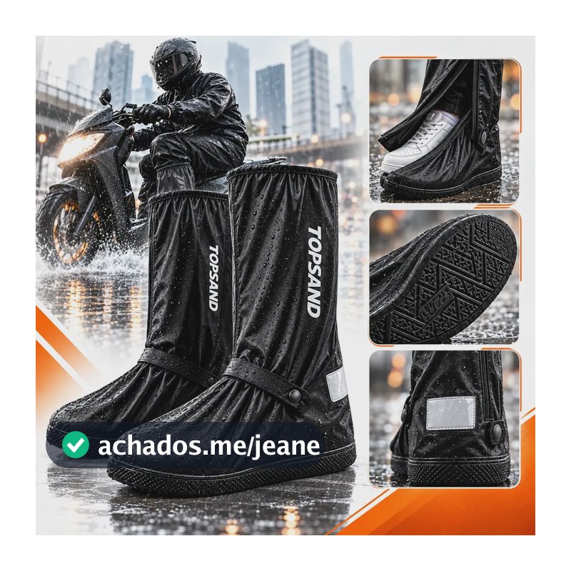 Capa Chuva Sapato Tênis Silicone Calçado Moto Impermeável Preto 38-39
