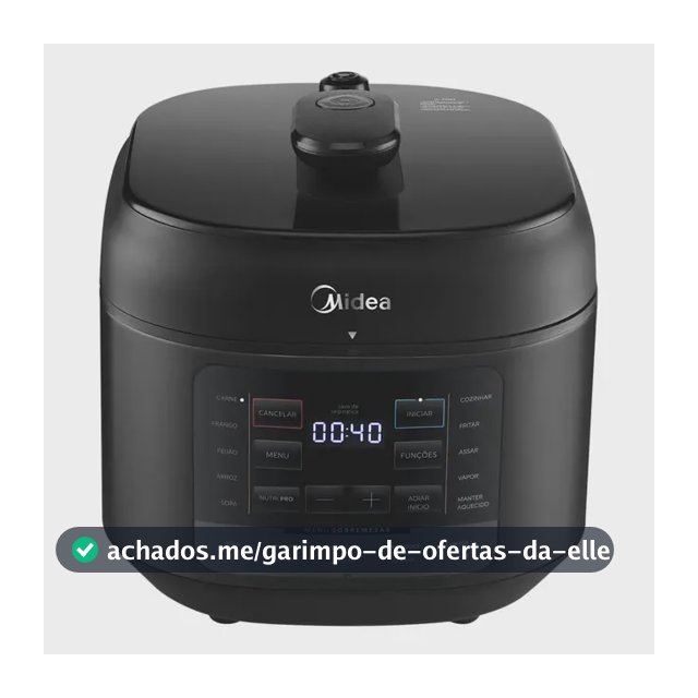 Panela De Pressão Elétrica 5l Nutripro Preta Midea Cor Preto