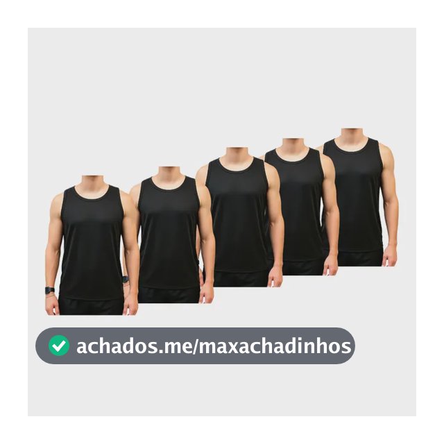 Kit 5 Camiseta Regata Masculina Lisa Malha Dry Cacau Esporte