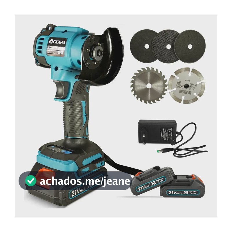 Mini Lixadeira Esmerilhadeira Portátil 21v 2 Bateria Angular Azul 127/220v 50 Hz/60 Hz