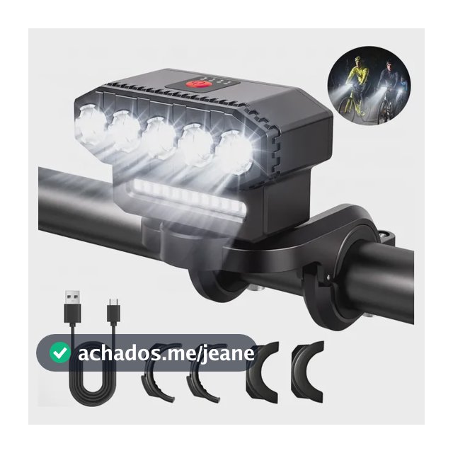 Sinalizador Luz Bicicleta Farol Led Potente Lanterna Bike Preto
