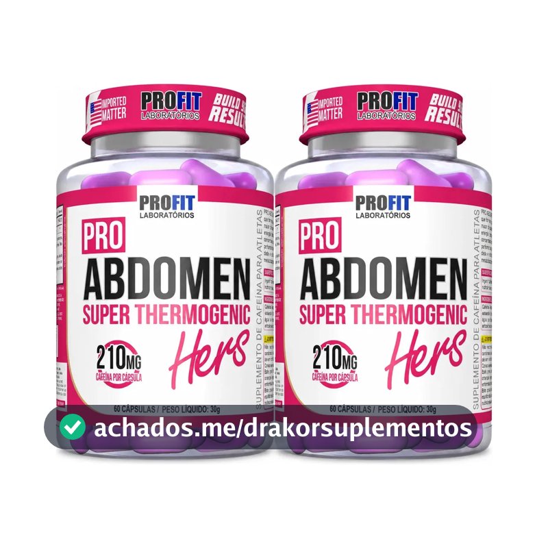 2x Pro Abdomen Hers - 60 Capsulas Cada - Profit Labs Sabor Sem Sabor