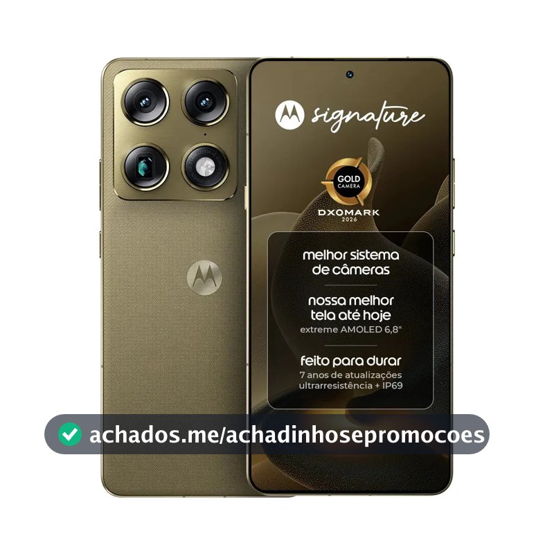 Smartphone Motorola Signature 5G - 512GB 12gb Ram + 12gb Ram Boost, 3 cameras 50MP Sony Lytia e Zoom 100x, Tela 1.5K extreme Amoled 165hz - Verde Oliva