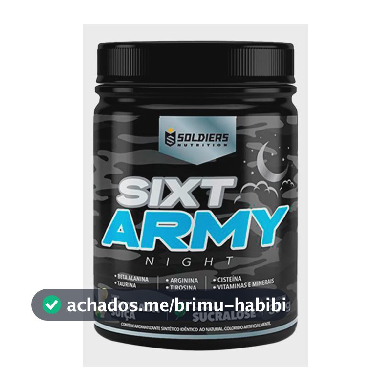 Pré-treino Sixt Army Night 300g Workout Termogênico Sabor Limonada Suíça Soldiers Nutrition Energia Foco Treino