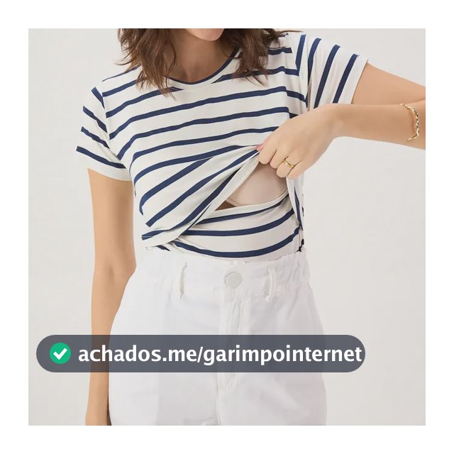 Blusa De Amamentação Com Listras Azul Marinho Tecido Premium