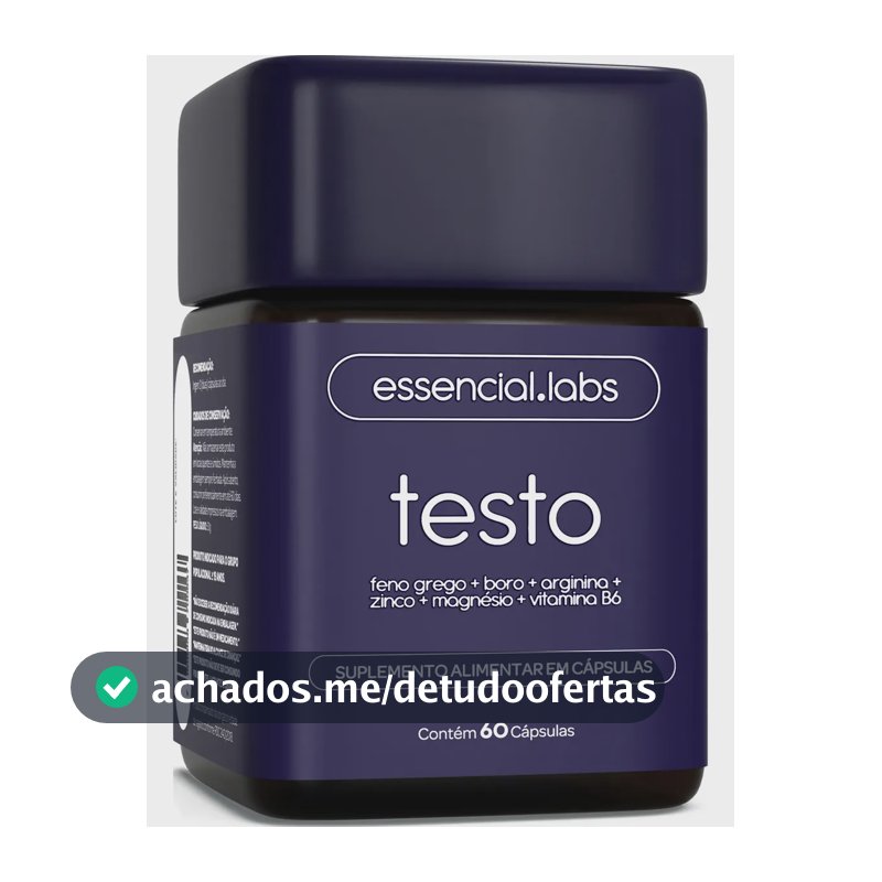 TESTO ESSENCIAL - Fórmula Exclusiva com Feno Grego + Boro + Arginina + ZMA + Vitamina B6 - 60 cápsulas