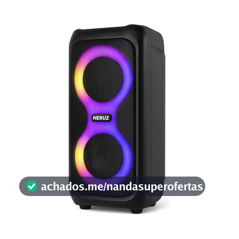 Caixa de Som Bluetooth Caixinha Grande 2 Altos Falantes 10w-hz 5.0 Boombox Com Radio Fm E Entrada Usb Pendrive