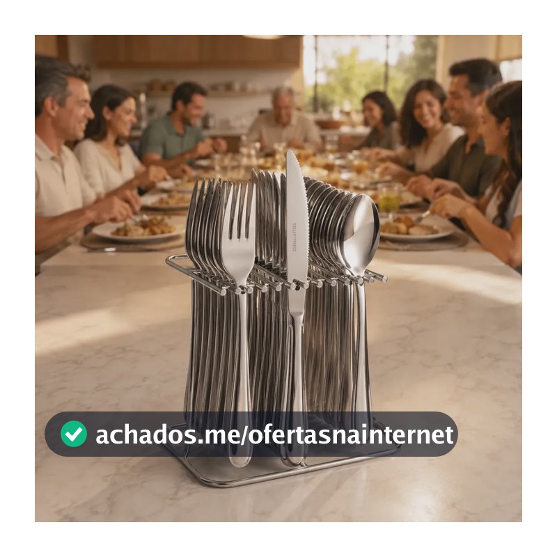 Faqueiro Inox 36 Peças Grandes Resistentes 12 Pessoas Prateado