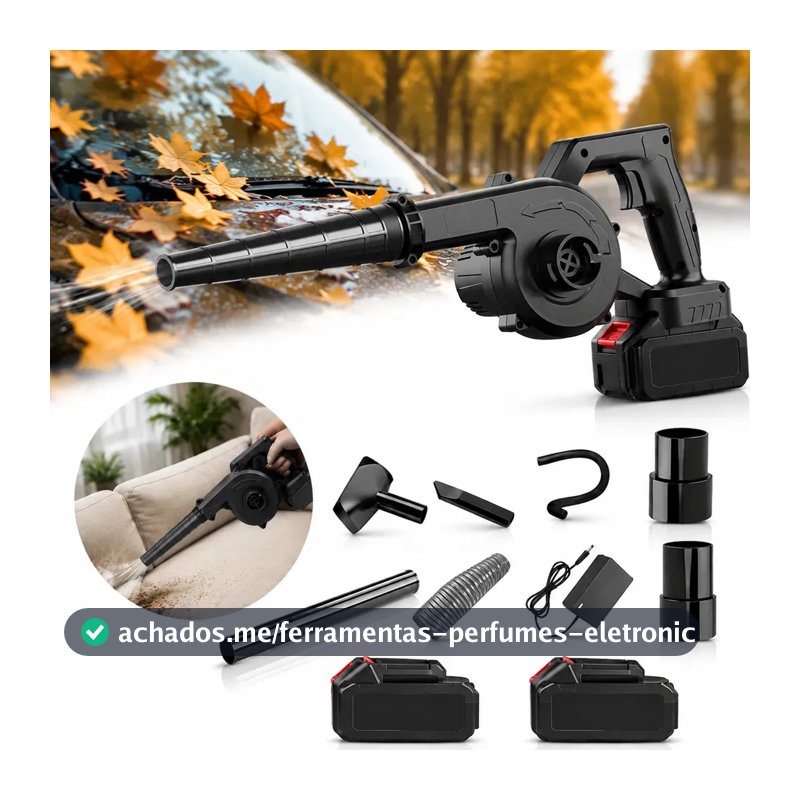 Soprador De Folhas Aspirador Elétrico Portátil Sem Fio Com 2 Baterias 2400mah2