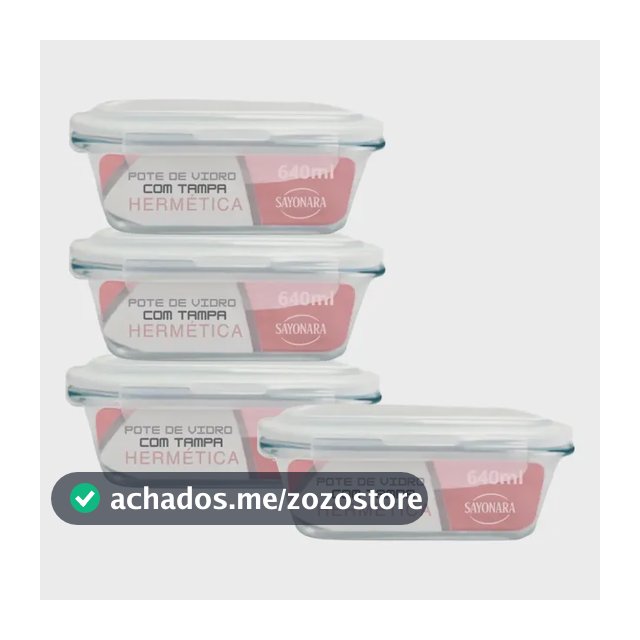 Kit 4 E 6 Pote Hermetico De Vidro 640ml Marmita Alimento 4 Unidades