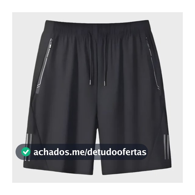 Short Masculino Bermuda 2 Bolsos Zíper Secagem Rápida Fina