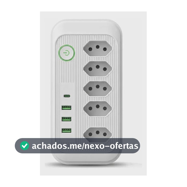 Extensão Elétrica Tomadas Usb Type-c Bivolt Filtro De Linha Branco Jxb95+3+1