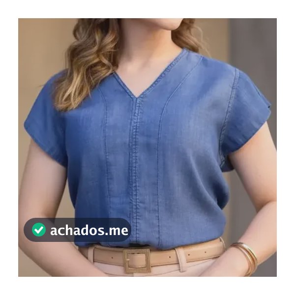 Blusa Feminina Jeans Leve Manga Muscle Escura