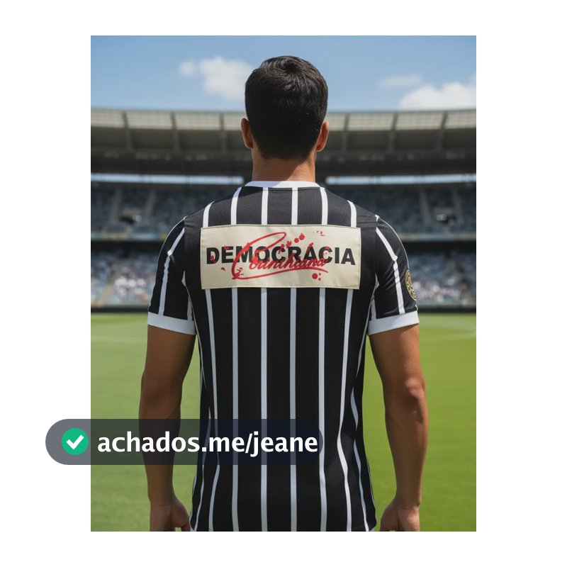 Camisa Corinthians Masculina Democracia 82 Retro Licenciada Preto G