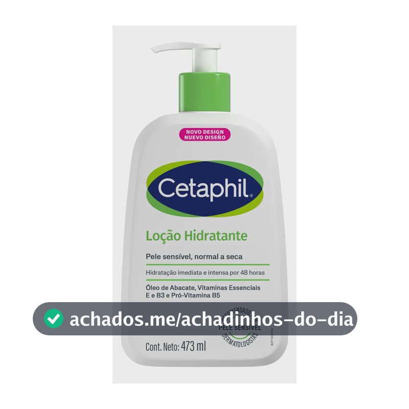 Cetaphil Loção Hidratante Corporal e Facial para Pele Sensível, Normal a Seca 473ml - Hidratação 48h