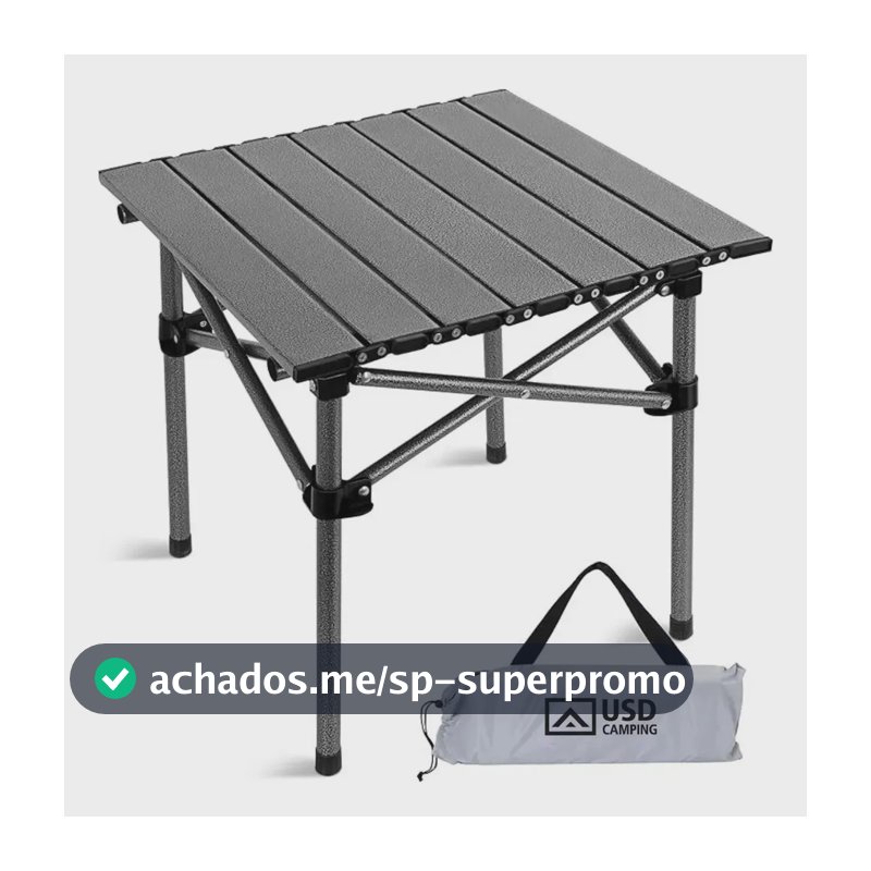 Mesa Camping Dobrável USD Portátil Alumínio Praia Acampamento Camping Churrasco Cor Preto