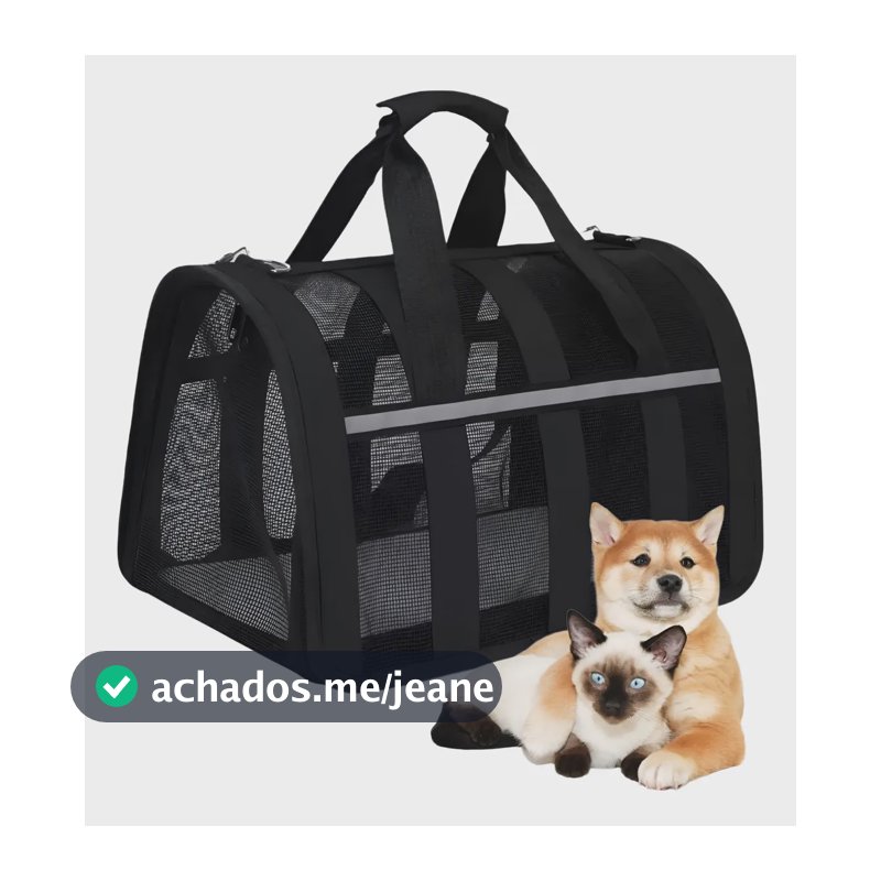 Bolsa Pet Cães E Gatos Avião Luxo Transporte Mala Viagem 5kg Preto